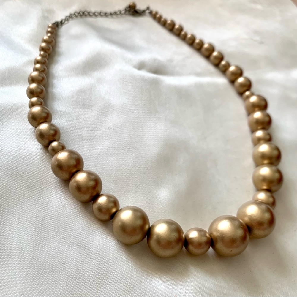 Matte gold large faux pearl necklace